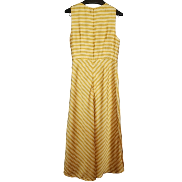 Vince Camuto Faux Wrap Dress Satin Striped Sleeveless Midi Flowy - Picture 5 of 8